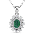 D'Joy Premium Kagem Zambian Emerald and Moissanite 1.50 ctw Pendant Necklace in Rhodium Over Sterling Silver 20 Inches - Sticky add to cart bar