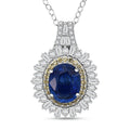 D'Joy Premium Kashmir Kyanite and Multi Gemstone 4.80 ctw Royal Halo Pendant Necklace in Rhodium Over Sterling Silver 20 Inches - Sticky add to cart bar