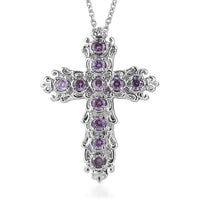 EverTrue Simulated Purple Diamond Pendant Necklace (20 Inches) in Stainless Steel 2.25 ctw