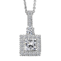 Luxuriant Lab Grown Diamond Radiant Halo Pendant in Sterling Silver
