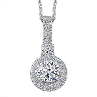 Luxuriant Lab Grown Diamond Radiant Halo Pendant in Sterling Silver