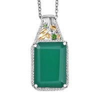 EverTrue Verde Onyx, Chrome Diopside Pendant in 18K YG Plated and Platinum Bond with Stainless Steel Necklace 13.10 ctw (20 Inches)