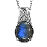 EverTrue Malagasy Labradorite Pendant Necklace (20 Inches) in Stainless Steel 5.60 ctw