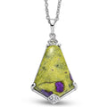 EverTrue Tasmanian Stichtite and Multi Gemstone 11.50 ctw Earthborn Grace Royal Shield Pendant in Platinum Bond with Stainless Steel Necklace 20 Inches - Sticky add to cart bar