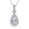 Luxuriant Lab Grown Diamond E-F VS 1.50 ctw Snowdrop Halo Pendant Necklace in Rhodium Over Sterling Silver 20 Inches - Sticky add to cart bar