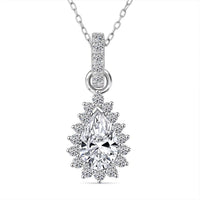 Luxuriant Lab Grown Diamond E-F VS 1.50 ctw Snowdrop Halo Pendant Necklace in Rhodium Over Sterling Silver 20 Inches