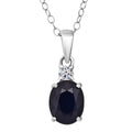 Kanchanaburi Blue Sapphire (DF) and Luxuriant Lab Grown Diamond G-H SI 2.20 ctw Timeless Grace Pendant Necklace 20 Inches in Rhodium Over Sterling Silver - Sticky add to cart bar