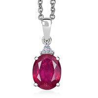 Doorbuster D'Joy Niassa Ruby (FF), Moissanite Pendant Necklace (20 Inches) in Rhodium Over Sterling Silver 4.75 ctw