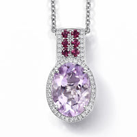 EverTrue Rose De France Amethyst and Multi Gemstone 5.60 ctw Imperial Majesty Pendant in Platinum Bond with Stainless Steel Necklace 20 Inches