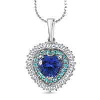 Rhapsody AAAA Tanzanite, Paraiba Tourmaline and Diamond Pendant Necklace in 950 Platinum  2.60 ctw (20 Inches)