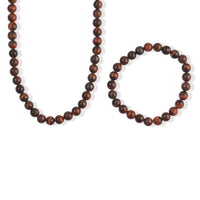 EverTrue Red Tiger Eye Stone Bracelet (Adjustabel) and Necklace (20 Inches) in Stainless Steel 330.00 ctw 4423469