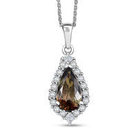 D'Joy Jenipapo Andalusite and Moissanite 5.10 ctw Pendant Necklace in Rhodium Over Sterling Silver 20 Inches
