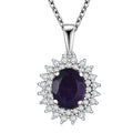 D'Joy African Amethyst and White Zircon 3.45 ctw Pendant Necklace in Platinum Over Sterling Silver 20 Inches - Sticky add to cart bar