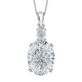 D'Joy Moissanite (Ovl 16x12mm) Pendant Necklace (18 Inches) in Rhodium Over Sterling Silver 10.95 ctw - Sticky add to cart bar