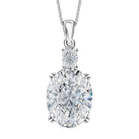 D'Joy Moissanite (Ovl 16x12mm) Pendant Necklace (18 Inches) in Rhodium Over Sterling Silver 10.95 ctw