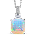 D'Joy AAA Ethiopian Welo Opal, Moissanite Art Deco Pendant Necklace in Rhodium Over Sterling Silver 3.00 ctw (20 Inches) - Sticky add to cart bar