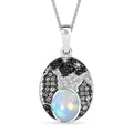 D'Joy Premium Ethiopian Welo Opal and Multi Gemstone 1.75 ctw Frostfire Valley Pendant Necklace in Rhodium Over Sterling Silver 20 Inches - Sticky add to cart bar