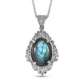 EverTrue Malagasy Labradorite 9.80 ctw Pendant Necklace in Stainless Steel 20 Inches - Sticky add to cart bar