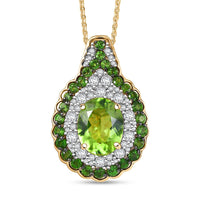 D'Joy Hebei Peridot, Multi Gemstone Pendant Necklace (20 Inches) in 18K Vermeil YG Over Sterling Silver 4.20 ctw