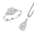 Doorbuster D'Joy Moissanite (Rnd 7mm) Ring (Size 7.0) and Pendant Necklace (20 Inches) in Rhodium Over Sterling Silver 2.75 ctw - Sticky add to cart bar