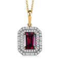 Luxoro AAA Radiant Ember Garnet and G-H I2 Diamond 2.30 ctw Art Deco Pendant Necklace in 10K Yellow Gold 20 Inches - Sticky add to cart bar