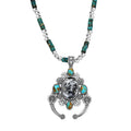 D'Joy Artisan Crafted Premium White Buffalo and Royston Turquoise 44.20 ctw Pendant Necklace in Rhodium Over Sterling Silver 20 Inches - Sticky add to cart bar