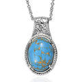 EverTrue Mojave Blue Turquoise Pendant Necklace (20 Inches) in Stainless Steel 8.20 ctw - Sticky add to cart bar