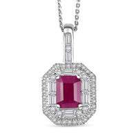 D'Joy Premium Royal Ruby, Moissanite Pendant Necklace (20 Inches) in Rhodium Over Sterling Silver 3.65 ctw