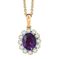 EverTrue African Amethyst and Multi Gemstone 2.75 ctw Regal Bloom Pendant in 18K YG Plated with Stainless Steel Necklace (20 Inches) - Sticky add to cart bar