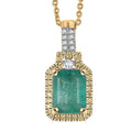 Luxoro AAA Kagem Zambian Emerald, Natural Yellow and White Diamond I2 1.85 ctw Art Deco Pendant Necklace in 10K Yellow Gold 20 Inches - Sticky add to cart bar