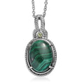 EverTrue African Malachite, Hebei Peridot Pendant Necklace (20 Inches) in Stainless Steel 13.15 ctw - Sticky add to cart bar