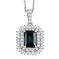 IGI Certified Luxoro AAA Monte Belo Indicolite and Diamond I2 2.45 ctw Art Deco Pendant Necklace in 10K White Gold 20 Inches - Sticky add to cart bar