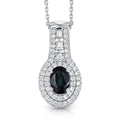 D'Joy AAA Monte Belo Indicolite and Moissanite 1.10 ctw Regal Blue Halo Pendant Necklace in Rhodium Over Sterling Silver 20 Inches - Sticky add to cart bar