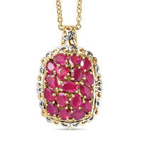 EverTrue Niassa Ruby (FF) Pendant in 18K YG Plated and Platinum Bond with ION Plated YG Stainless Steel Necklace (20 Inches) 4.30 ctw