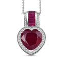 D'Joy Premium African Ruby (FF), Moissanite Heart Pendant Necklace (20 Inches) in Rhodium Over Sterling Silver 10.60 ctw - Sticky add to cart bar