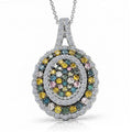 Luxuriant Lab Grown Multi Diamond SI 1.90 ctw Kaleidoscope Pendant Necklace in Rhodium Over Sterling Silver 20 Inches - Sticky add to cart bar