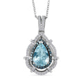 D'Joy Premium Mangoro Aquamarine, Blue Diamond (IR) and Diamond (0.33 cts) Pendant Necklace (20 Inches) in Rhodium Over Sterling Silver 1.90 ctw - Sticky add to cart bar