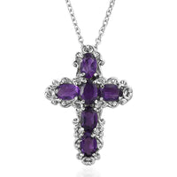 EverTrue Thai Black Spinel Pendant Necklace (20 Inches) in Stainless Steel 3.25 ctw