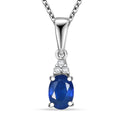 D'Joy Premium Tanzanian Blue Spinel (DF) and White Zircon 1.00 ctw Pendant Necklace in Rhodium Over Sterling Silver 20 Inches - Sticky add to cart bar