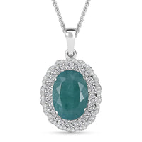 D'Joy Grandidierite and Moissanite 7.90 ctw Celestial Halo Pendant Necklace in Rhodium Over Sterling Silver 20 Inches