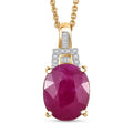 Luxoro AAA Royal Ruby and G-H I2 Diamond 5.60 ctw Empress Crest Pendant Necklace in 10K Yellow Gold 20 Inches - Sticky add to cart bar