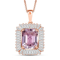 D'Joy AAA Martha Rocha Kunzite, Moissanite Pendant Necklace in 18K Vermeil RG Over Sterling Silver 6.90 ctw  (20 Inches)