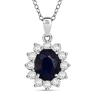 D'Joy Masoala Sapphire (D) and Zircon 6.52 ctw Pendant Necklace in Rhodium Over Sterling Silver 20 Inches