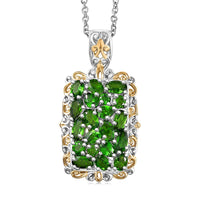 EverTrue Chrome Diopside Pendant in 18K YG Plated and Platinum Bond with Stainless Steel Necklace (20 Inches) 3.65 ctw