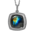 EverTrue Malagasy Labradorite 10.90 ctw Pendant Necklace in Stainless Steel 20 Inches - Sticky add to cart bar
