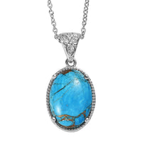 EverTrue Chestnut Brine Turquoise 10.75 ctw Pendant Necklace in Stainless Steel 20 Inches