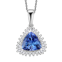 D'Joy Peacock Tanzanite and Diamond 1.35 ctw Pendant Necklace in Rhodium Over Sterling Silver 20 Inches