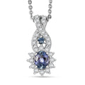D'Joy Peacock Tanzanite and Multi Gemsotne 0.65 ctw Sunburst Pendant Necklace in Rhodium Over Sterling Silver 20 Inches - Sticky add to cart bar