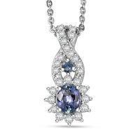 D'Joy Peacock Tanzanite and Multi Gemsotne 0.65 ctw Sunburst Pendant Necklace in Rhodium Over Sterling Silver 20 Inches