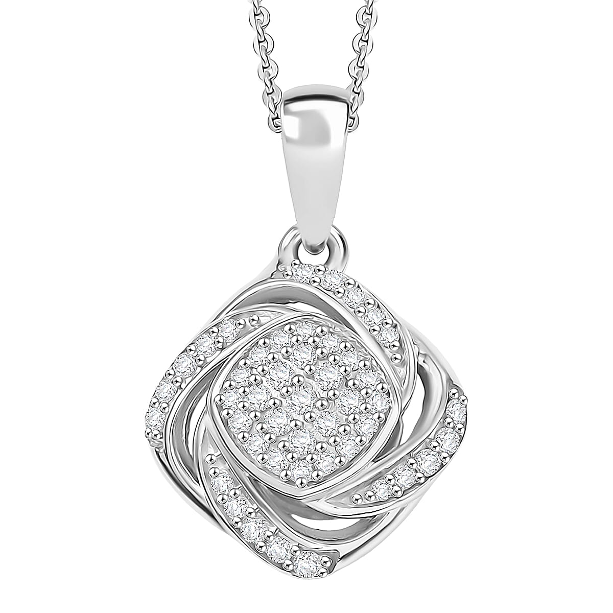 GP Celestial Dream Collection Diamond Pendant Necklace (20 Inches) in Rhodium Over Sterling Silver 0.25 ctw